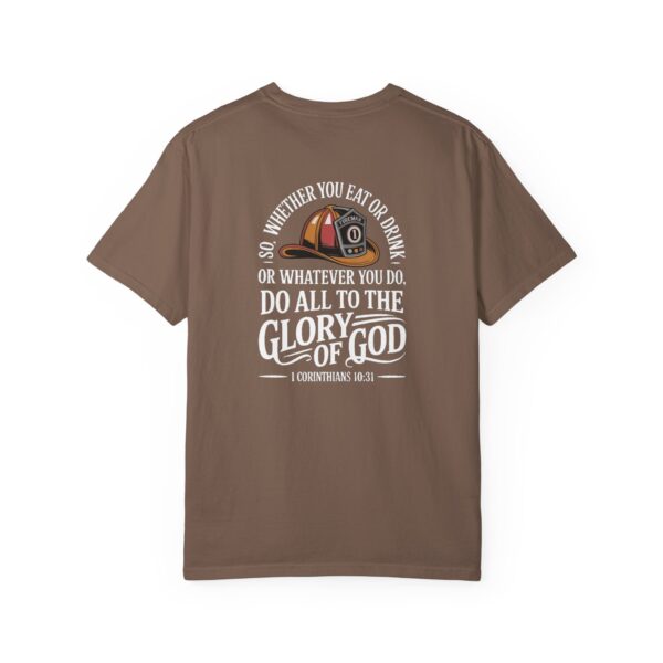 Model of Christian Firefighter T-Shirt 1 Corinthians 10:31 - Do All to the Glory of God 14