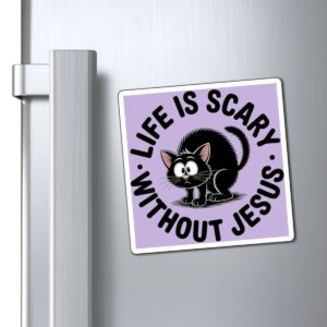 Life Is Scary Without Jesus Christian Refrigerator 4" x 4" Magnet - Image 2
