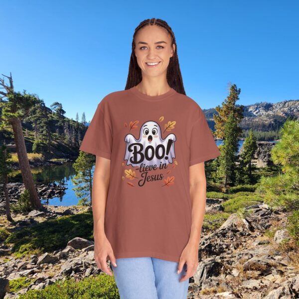 Model of Boo-lieve in Jesus Adorable Ghost Christian T-Shirt 88