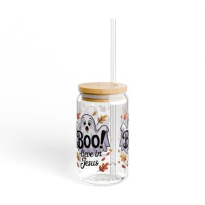 Boo!-lieve in Jesus Cute Ghost Sipper Glass 16oz - Image 6