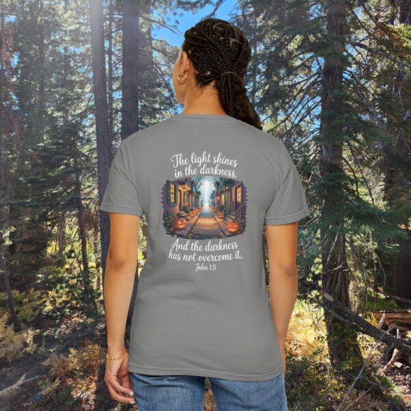 Model of Halloween The Light Shines in the Darkness Christian Shirt - John 1:5 38