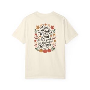 Give Thanks to the Lord Fall Christian T-Shirt - Psalm 136:1 - Image 6