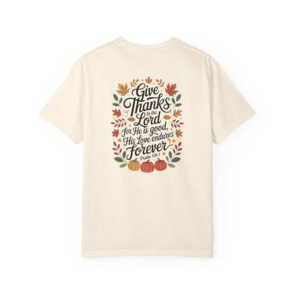 Model of Give Thanks to the Lord Fall Christian T-Shirt - Psalm 136:1 10