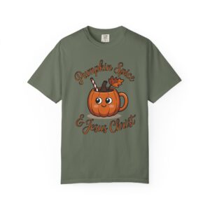 Pumpkin Spice & Jesus Christ Fall Christian T-Shirt - Image 16