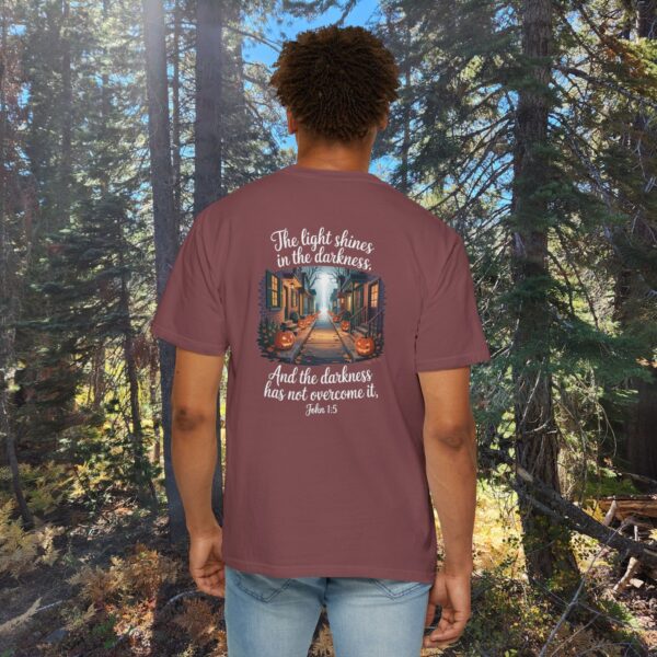 Model of Halloween The Light Shines in the Darkness Christian Shirt - John 1:5 12
