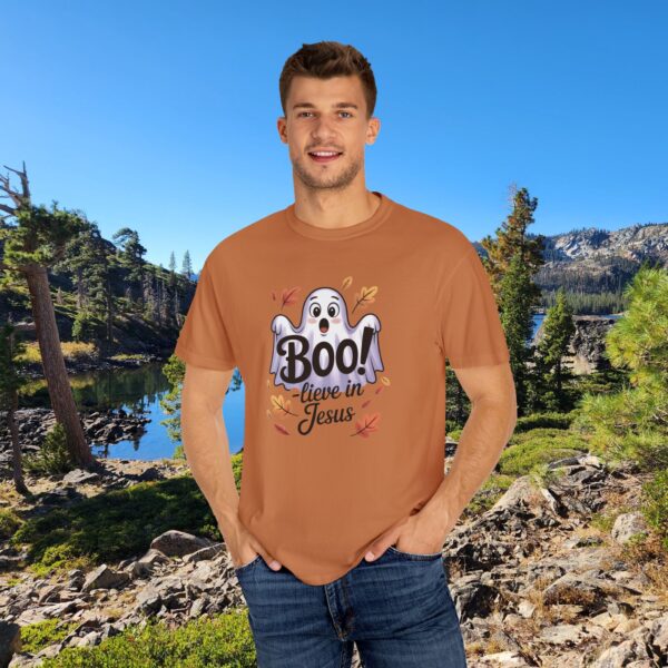 Model of Boo-lieve in Jesus Adorable Ghost Christian T-Shirt 42