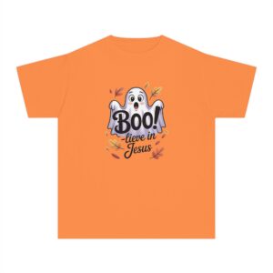 Boo-lieve in Jesus Kids Tee – Fall Christian Shirt Sizes XS to XL - Image 4