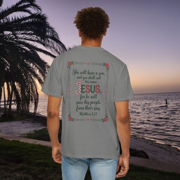 Model of You Shall Call His Name Jesus Christian T-Shirt - Matthew 1:21 32