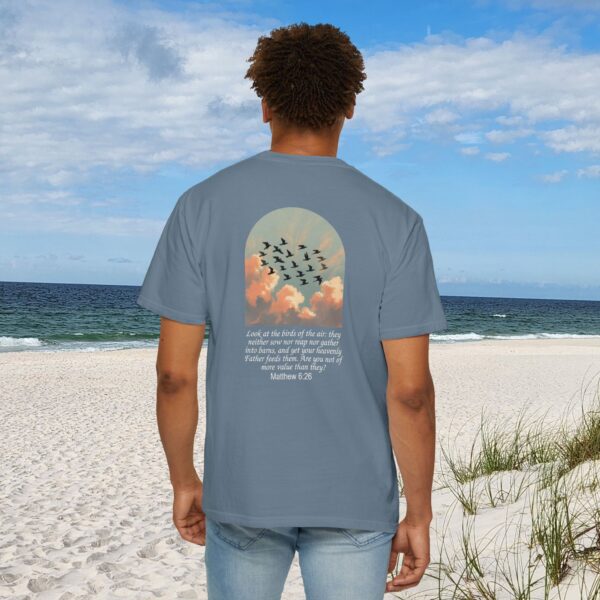 5758513155553267818_2048_custom.jpeg Model of Look at the Birds of the Air Christian T-Shirt - Matthew 6:26 1