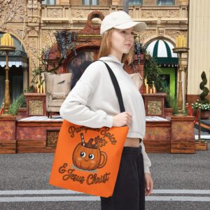 Pumpkin Spice and Jesus Christ Christian Tote Bag – Canvas Fall Tote Bag - Image 9
