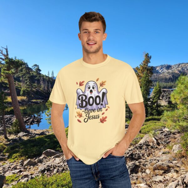 Model of Boo-lieve in Jesus Adorable Ghost Christian T-Shirt 34