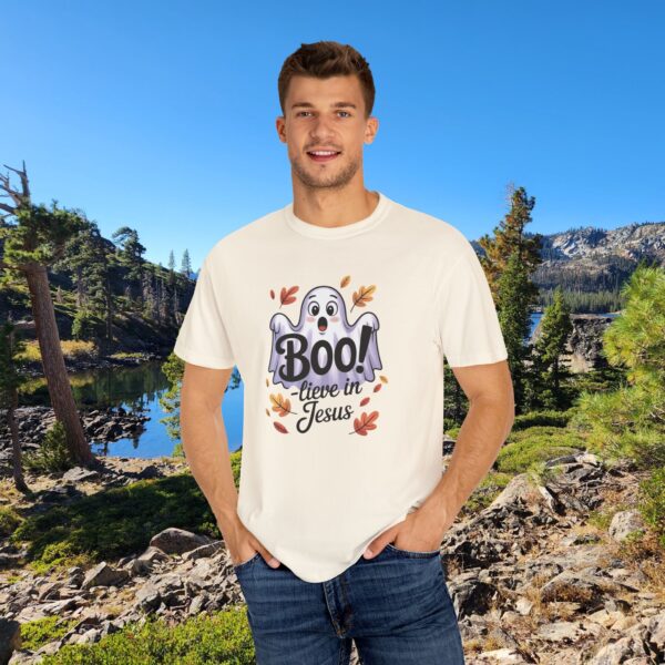 Model of Boo-lieve in Jesus Adorable Ghost Christian T-Shirt 26