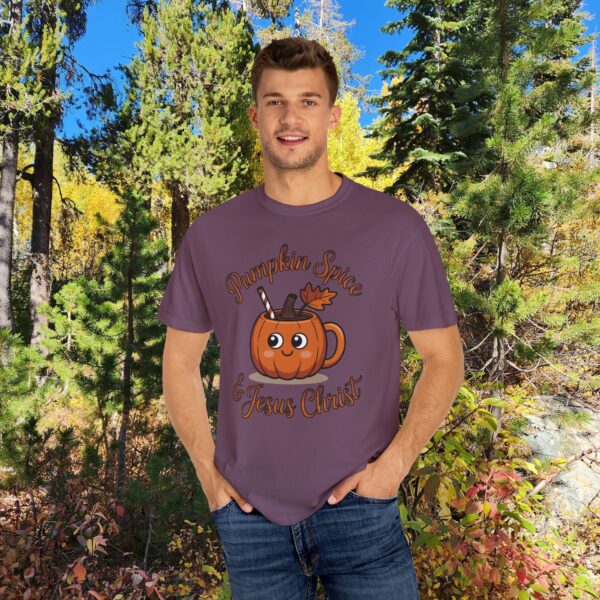 Model of Pumpkin Spice & Jesus Christ Fall Christian T-Shirt 58
