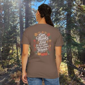 Give Thanks to the Lord Fall Christian T-Shirt - Psalm 136:1 - Image 7