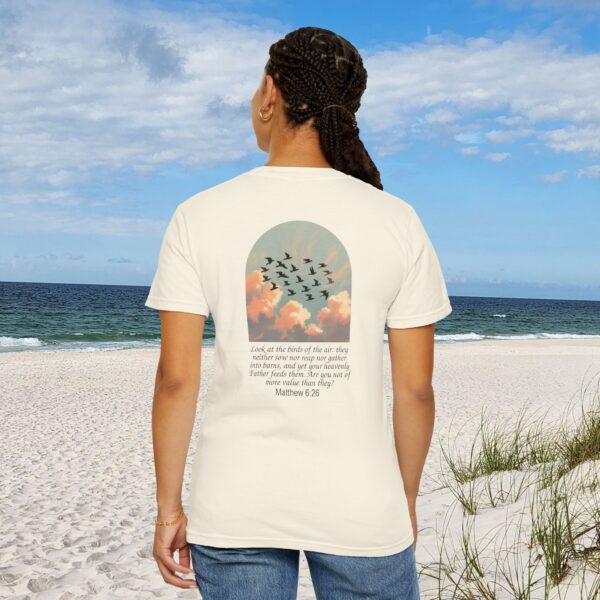 Look at the Birds of the Air Christian T-Shirt - Matthew 6:26 21 Model of Look at the Birds of the Air Christian T-Shirt - Matthew 6:26 20