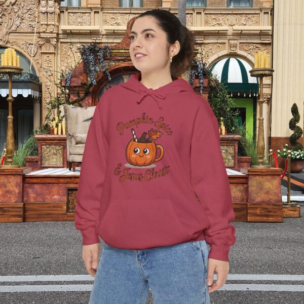 Model of Pumpkin Spice and Jesus Christ Christian Hoodie - Unisex 56