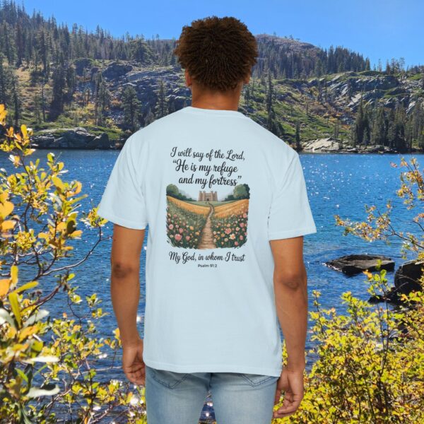 Model of The Lord is My Refuge Christian T-Shirt - Psalm 91:2 32