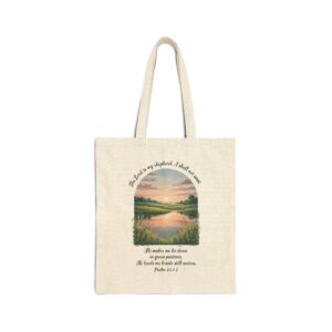 The Lord is My Shepherd Christian Tote Bag - Psalm 23:1-2 19 The Lord is My Shepherd Christian Tote Bag - Psalm 23:1-2 - Image 2