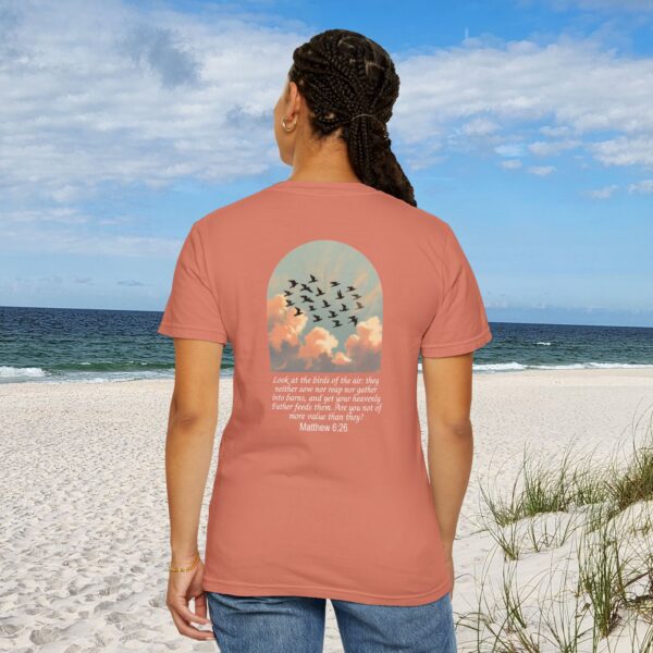 Look at the Birds of the Air Christian T-Shirt - Matthew 6:26 15 Model of Look at the Birds of the Air Christian T-Shirt - Matthew 6:26 14