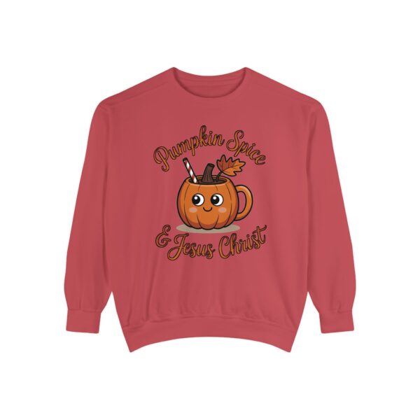 Model of Pumpkin Spice and Jesus Christ Fall Christian Sweatshirt 54