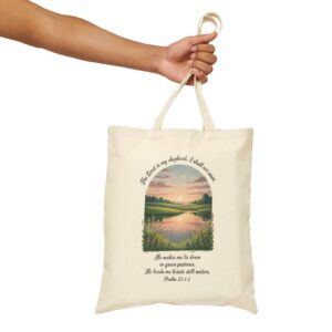 The Lord is My Shepherd Christian Tote Bag - Psalm 23:1-2 23 The Lord is My Shepherd Christian Tote Bag - Psalm 23:1-2 - Image 6