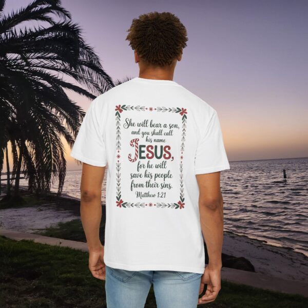 Model of You Shall Call His Name Jesus Christian T-Shirt - Matthew 1:21 8