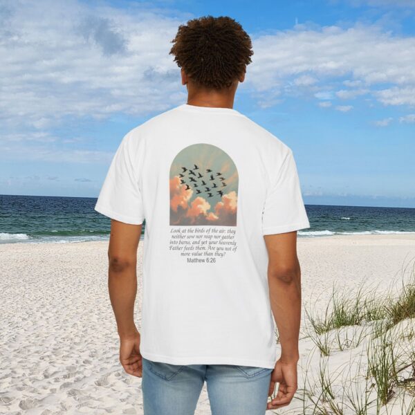 Look at the Birds of the Air Christian T-Shirt - Matthew 6:26 7 Model of Look at the Birds of the Air Christian T-Shirt - Matthew 6:26 6
