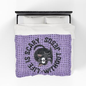 Life is Scary Without Jesus Christian Blanket - Black Cat Velveteen Blanket - Image 6