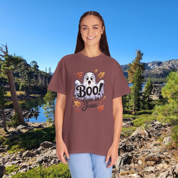 Model of Boo-lieve in Jesus Adorable Ghost Christian T-Shirt 16