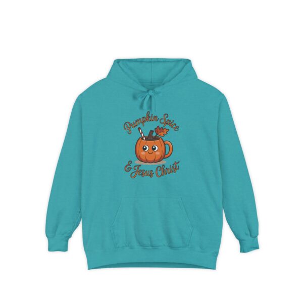 Model of Pumpkin Spice and Jesus Christ Christian Hoodie - Unisex 28