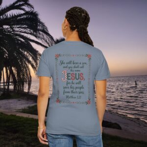 You Shall Call His Name Jesus Christian T-Shirt - Matthew 1:21 - Image 13