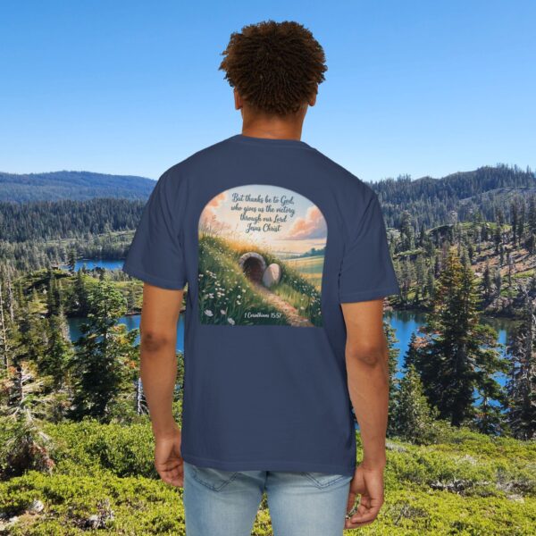 Model of Thanks Be to God Christian T-Shirt - 1 Corinthians 15:57 50