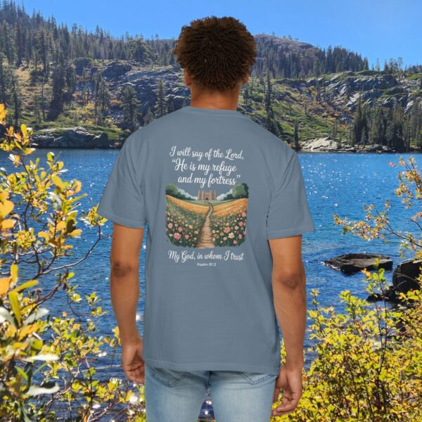 Model of The Lord is My Refuge Christian T-Shirt - Psalm 91:2 50