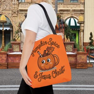 Pumpkin Spice and Jesus Christ Christian Tote Bag – Canvas Fall Tote Bag - Image 8