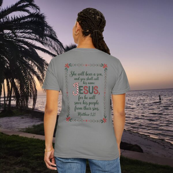 Model of You Shall Call His Name Jesus Christian T-Shirt - Matthew 1:21 30