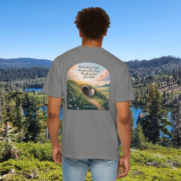 Model of Thanks Be to God Christian T-Shirt - 1 Corinthians 15:57 44