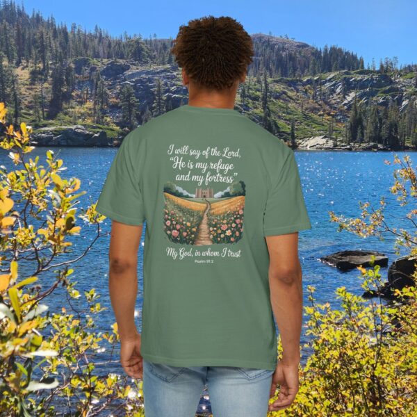 Model of The Lord is My Refuge Christian T-Shirt - Psalm 91:2 26
