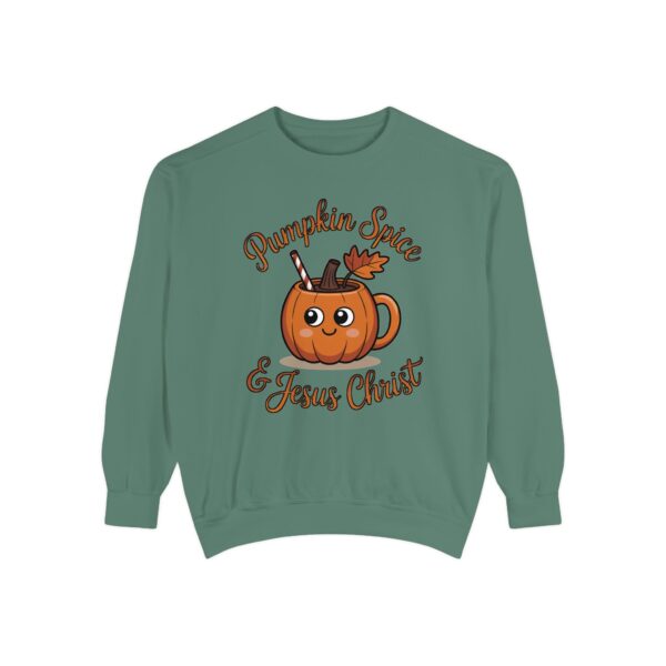 Model of Pumpkin Spice and Jesus Christ Fall Christian Sweatshirt 28