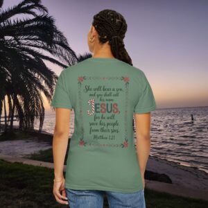 You Shall Call His Name Jesus Christian T-Shirt - Matthew 1:21 - Image 1