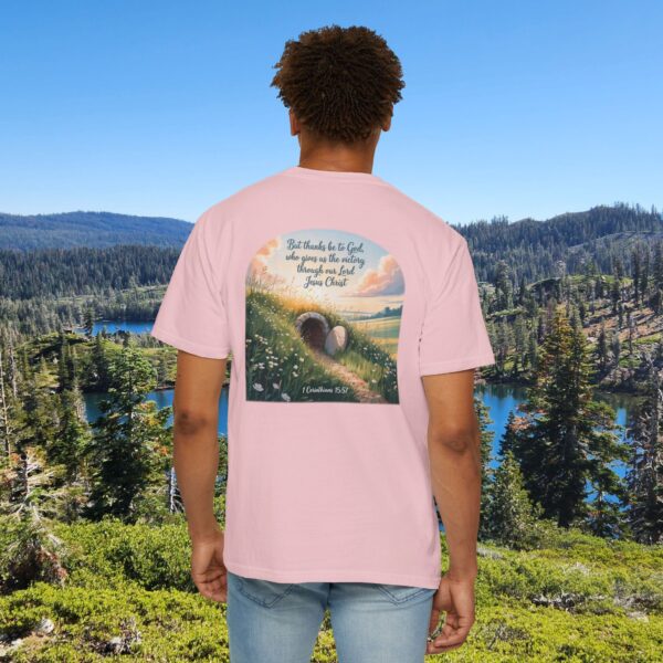 Model of Thanks Be to God Christian T-Shirt - 1 Corinthians 15:57 62