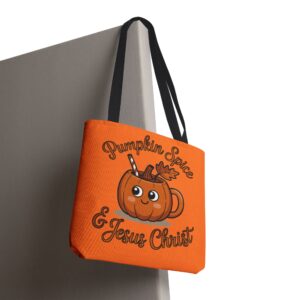 Pumpkin Spice and Jesus Christ Christian Tote Bag – Canvas Fall Tote Bag - Image 6