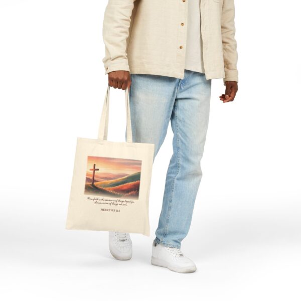 Model of Faith the Conviction of Things Not Seen Sunset Cross Christian Tote Bag - Hebrews 11:1 6