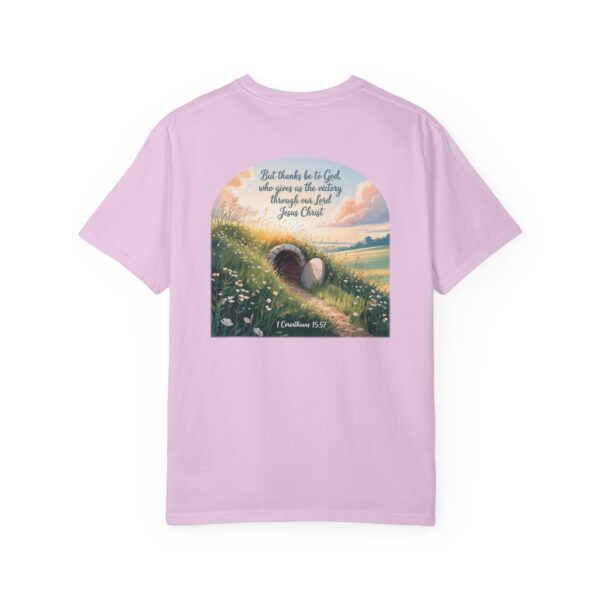 Model of Thanks Be to God Christian T-Shirt - 1 Corinthians 15:57 58