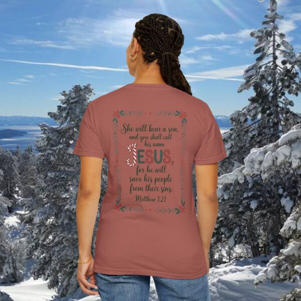 Model of You Shall Call His Name Jesus Christian T-Shirt - Matthew 1:21 42