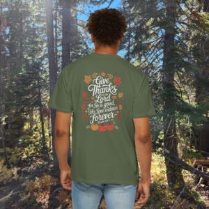 Give Thanks to the Lord Fall Christian T-Shirt - Psalm 136:1 - Image 11