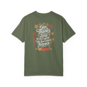 Give Thanks to the Lord Fall Christian T-Shirt - Psalm 136:1 - Image 12