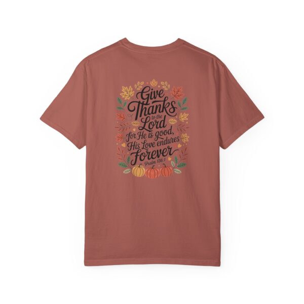 Model of Give Thanks to the Lord Fall Christian T-Shirt - Psalm 136:1 58