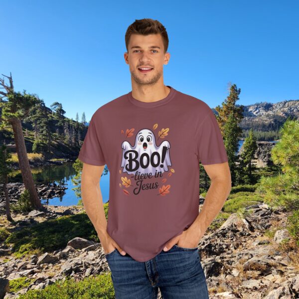 Model of Boo-lieve in Jesus Adorable Ghost Christian T-Shirt 18