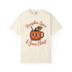 Pumpkin Spice & Jesus Christ Fall Christian T-Shirt - Image 4