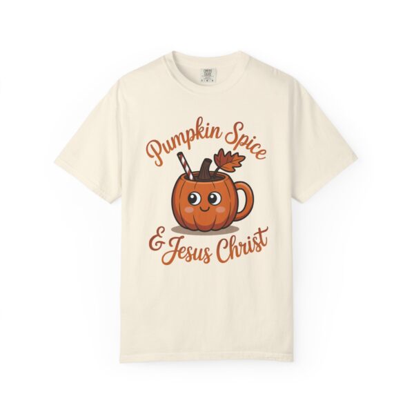Model of Pumpkin Spice & Jesus Christ Fall Christian T-Shirt 6